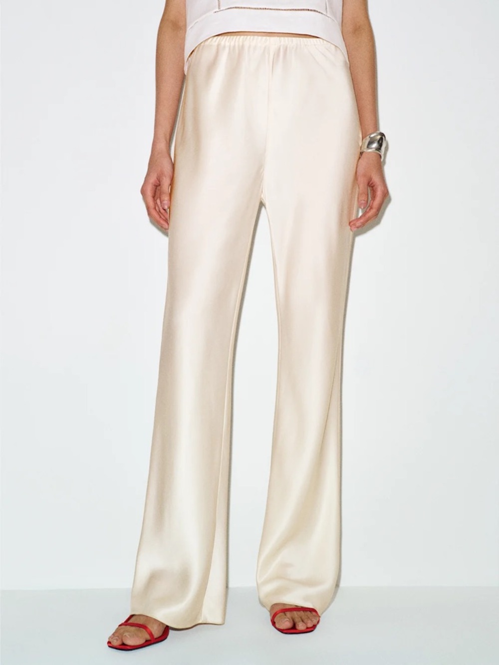 Silky orange rust Wide-Leg Bootcut Pants